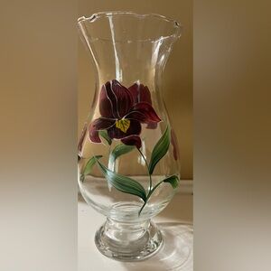 Hand-Painted Floral Glass Vase